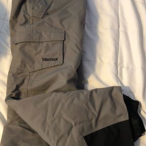 Marmot Snowboard Pants. Grey and Black Boys XL adjustable waist.
